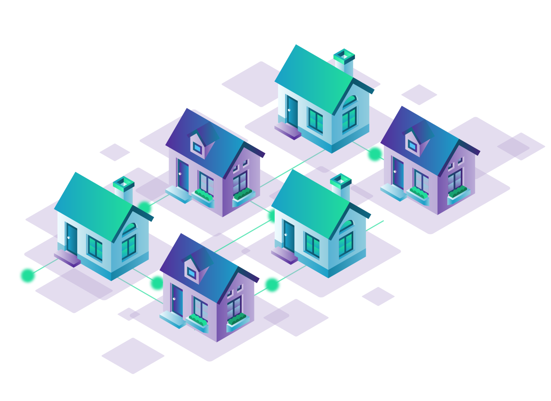 Neighborhood of homes with clean energy